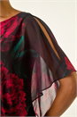 Black Floral Overlay Premium Stretch Dress, Image 5 of 5