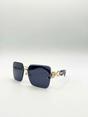 Black SVNX Black Rimless Oversized Square Sunglassses, Image 2 of 5