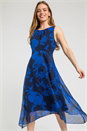 Navy Petite Floral Print Chiffon Dress, Image 1 of 4