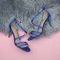 Navy Blue Mid Heel Crossed Straps Wedding Bridal Sandals, Image 4 of 6