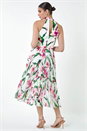 Pink Floral Print Pleated Midi Dress, Image 5 of 6