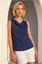 Navy Hardware Trim Drape Top, Image 1 of 4