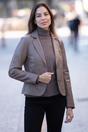Taupe Ashwood Leather Taupe 'Angelica' Real Leather Two Button Blazer, Image 1 of 5