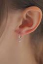 Silver Sterling Silver Pearl Drop Hoops, Image 2 of 3
