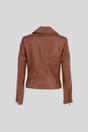 Tan Real Veg Tanned Leather Plain Biker Jacket, Image 4 of 5