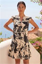 Black Petite Lace Linen Blend Dress, Image 2 of 4