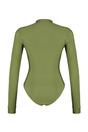 Khaki Zip Front High Neck Long Sleeve Swimsuit, Image 4 of 5