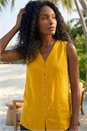 Yellow Sleeveless Button Detail Vest, Image 1 of 4