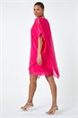 Cerise Embellished Cold Shoulder Overlay Dress, Image 3 of 5