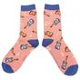Pink 1 Pack Novelty Dusky Pink Guitar Bamboo Socks, Image 3 of 4