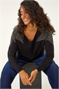 Black Dusk Hotfix Star Detail Shoulder Jumper, Image 2 of 5