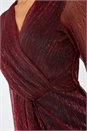 Red Metallic Shimmer Midi Wrap Dress, Image 5 of 5
