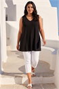 Black Curve Plain V-Neck Vest Top, Image 3 of 4
