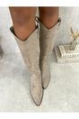 Beige iKrush Beige Samira Block Heel Cowboy Boots, Image 3 of 6