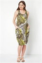 Green Palm Print Slouch Pocket Dress, Image 2 of 5