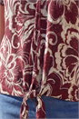 Wine Floral Print Tie Front V-Neck Top, Image 4 of 4