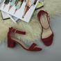 Red AJVANI Red Mid Block Heel Ankle Strap Sandals, Image 4 of 6