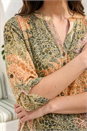 Khaki Leaf Print Burnout Shirt, Image 4 of 4