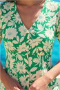 Green Daisy Print V-Neck Tea Dress, Image 4 of 4