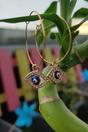 Gold Large Evil Eye Zircon Dangle Hoop Earrings, Image 1 of 7