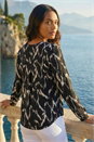 Black Printed Notch Neck Shirt, Image 3 of 4
