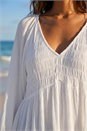 Ivory  Shirred V-Neck Top, Image 5 of 5