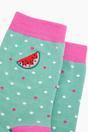 Mint Embroidered Watermelon Combed Cotton Socks, Image 2 of 4