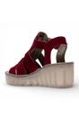 Red Womens Leather Wedge Sandals BAIC621FLY, Image 4 of 5