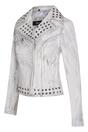 White Gothic Biker Stud Leather Jacket -Bilbao, Image 4 of 4