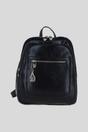 Black Real Leather Backpack with Multiple Pockets and Gold-Tone Hardware, Image 1 of 4