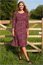 Wine Square Neck Ditsy Dress, Image 2 of 3