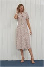 Mocha Julianna Spot Print Pussy Bow Dress, Image 3 of 4