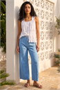 Light Blue Denim Spot Print Frayed Edge Jean, Image 1 of 4