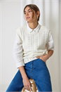 Ivory  Pointelle Cotton Blend Knitted Vest, Image 6 of 7