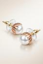 Gold Pearl Statement Stud Earrings, Image 2 of 2