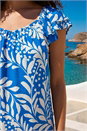 Blue Petite Printed Frill Shift Dress , Image 4 of 4