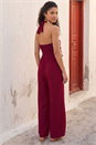Wine Petite Crochet Detail Linen Blend Jumpsuit, Image 3 of 4