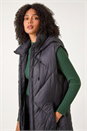 Black Longline Quilted Hooded Gilet , Image 1 of 6