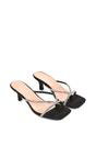 Black XY LONDON Black 'Megan' Toe Post Heeled Mules With Crystal Details, Image 6 of 6