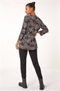 Mocha Linear Print Pintuck Pleat Shirt, Image 3 of 5