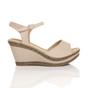 Natural AJVANI Natural High Wedge Heels Ankle Strap Cork Sandals, Image 2 of 6