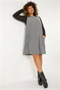 Black Curve Checkered Stretch Pocket Dress, Image 1 of 5