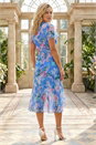Light Blue  Floral Frill Detail Wrap Dress, Image 3 of 4