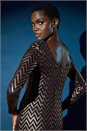 Gold Zig Zag Sequin Stretch Shift Dress, Image 6 of 6