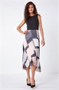 Black Fit and Flare Pleated Chiffon Midi Dress, Image 2 of 5