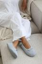 Light Grey Inez Ballet Quilted Slippers with Fur Lining, Image 1 of 5