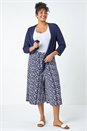 Navy Curve Tie Front Stretch Cropped Cardigan, Image 1 of 5