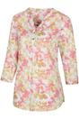 Coral Petra Leaf Print 3/4 Sleeve Blouse, Image 3 of 4