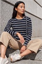 Navy  Petite Stripe Knit Jumper, Image 2 of 4