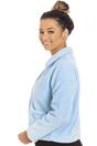 Blue Soft Fleece Bed Jacket With Floral Motif, Image 4 of 4